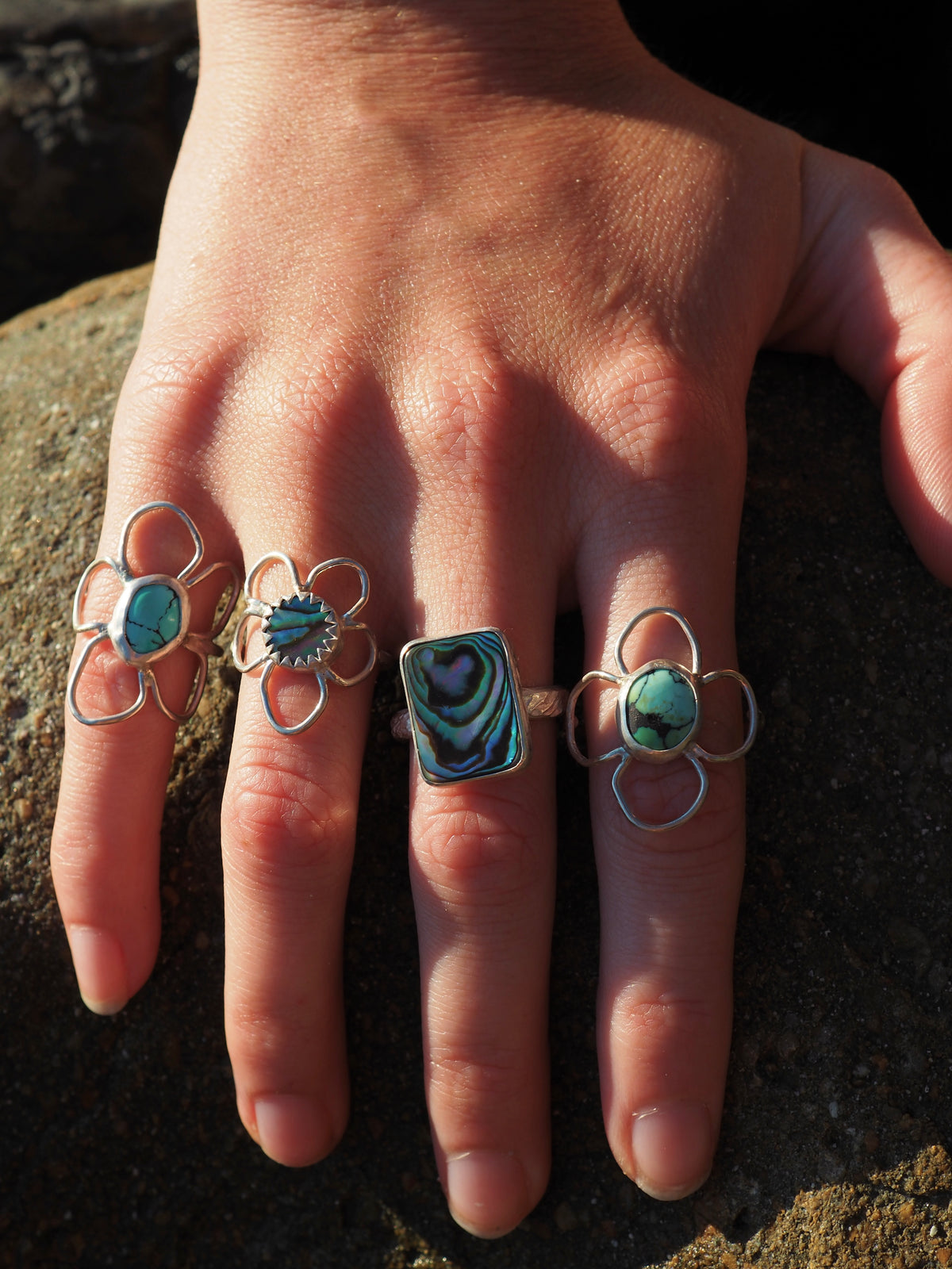 Abalone Flower Ring Size 6 (M)