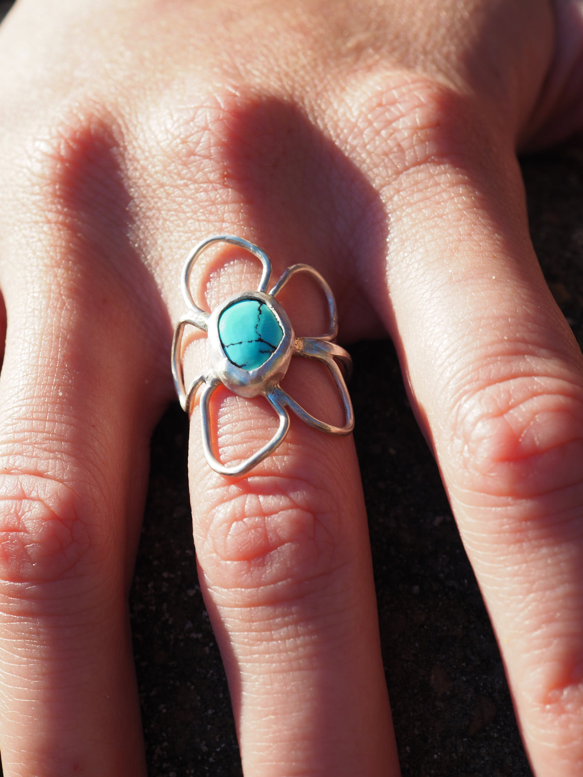 Turquoise Flower Ring Size 5.5 (L)