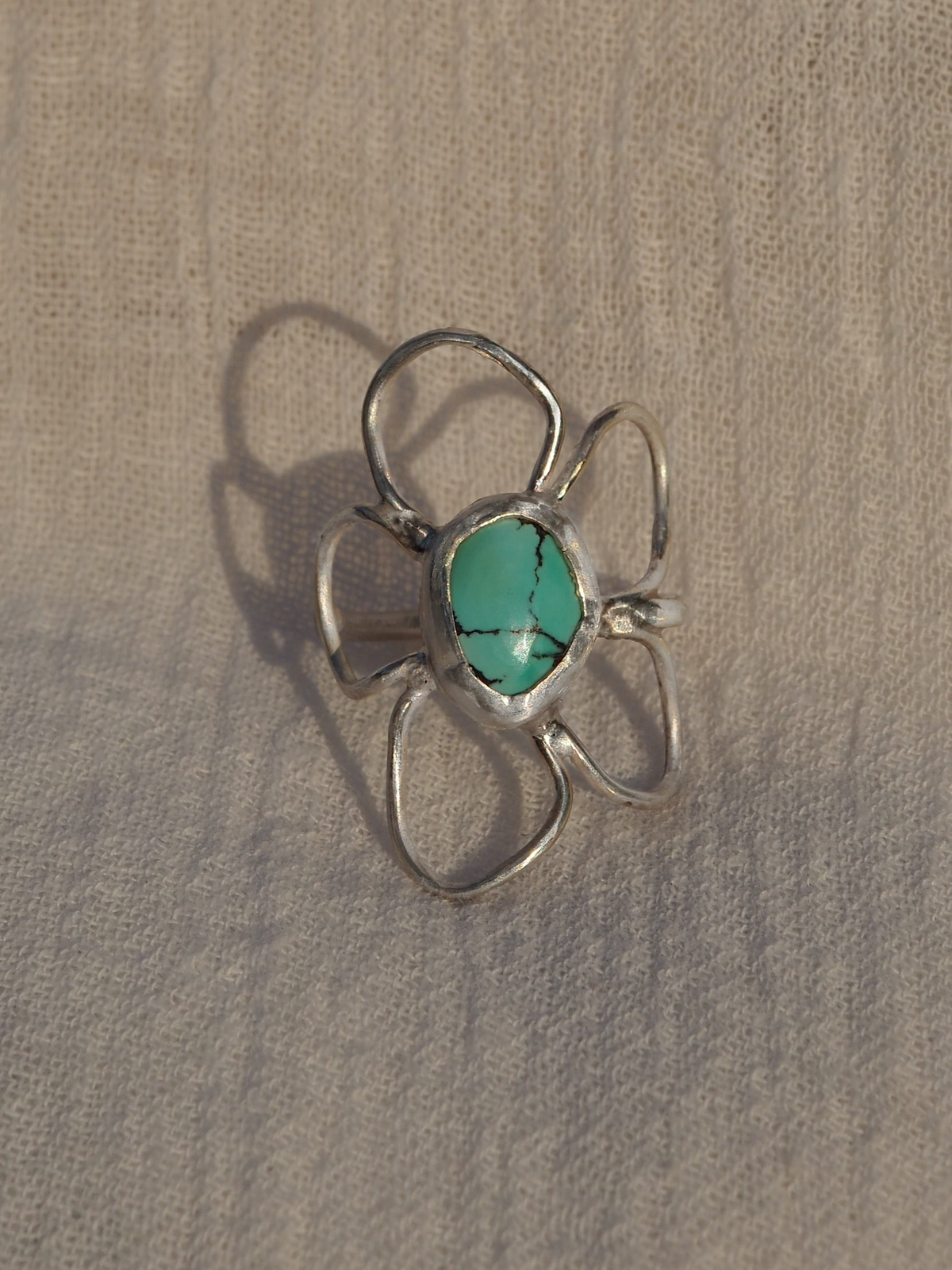 Turquoise Flower Ring Size 5.5 (L)