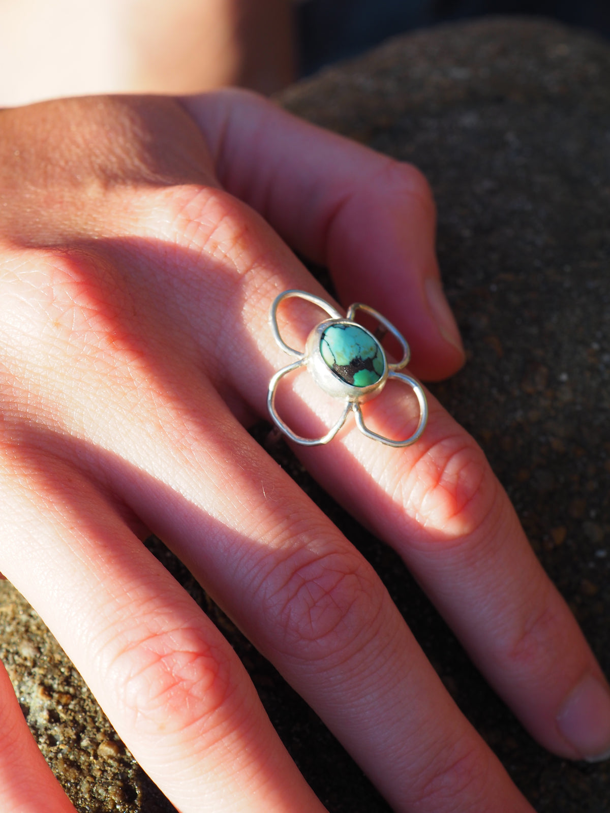 Turquoise Flower Ring Size 9 (s)