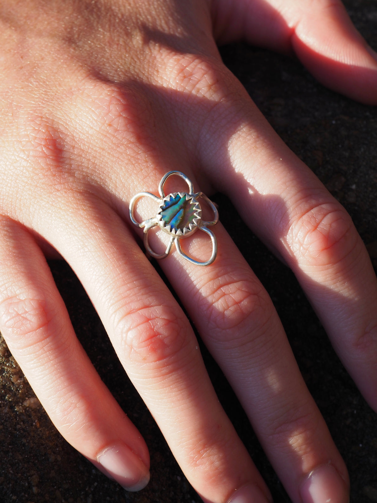 Abalone Flower Ring Size 6 (M)
