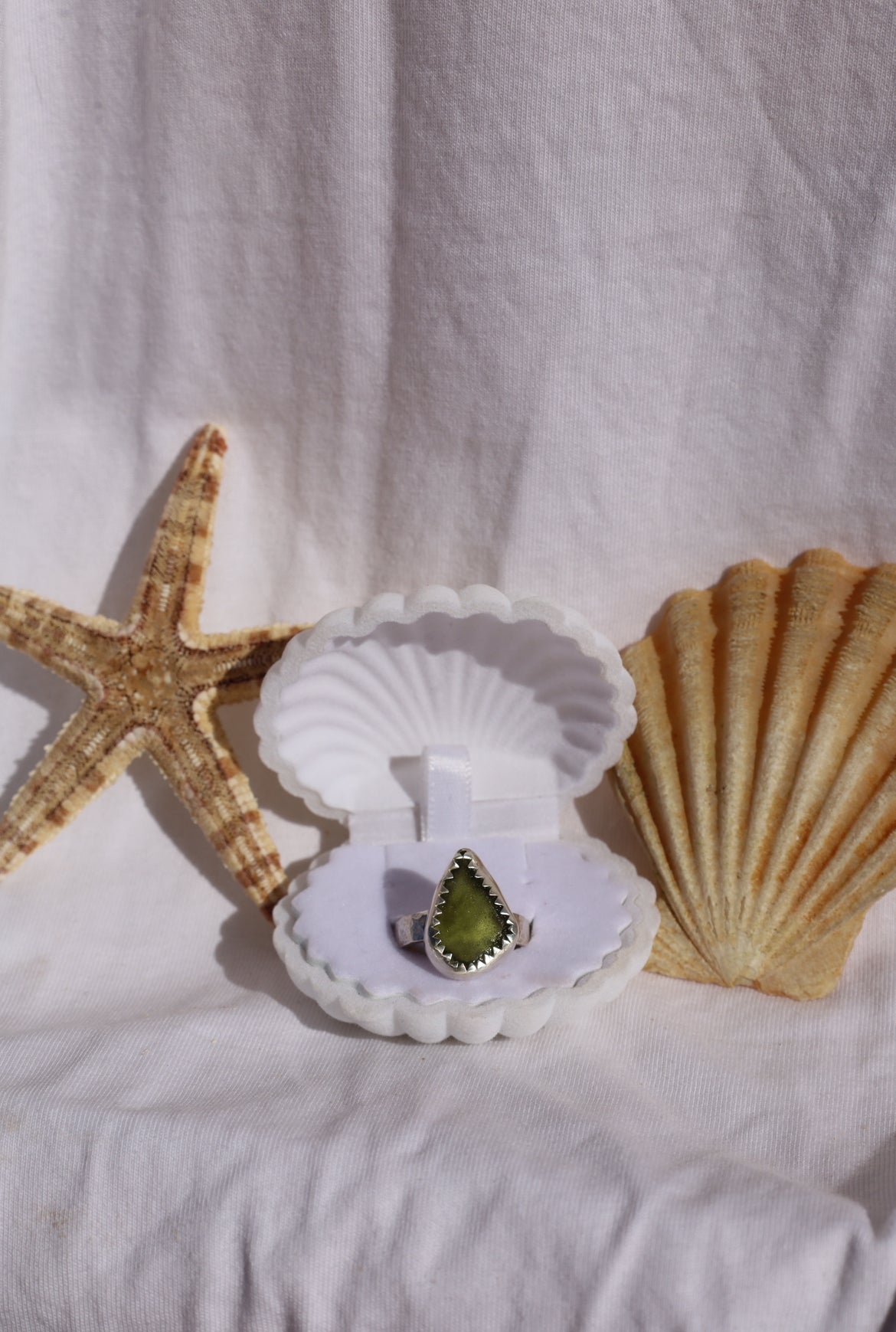 Green Sea Glass Ring