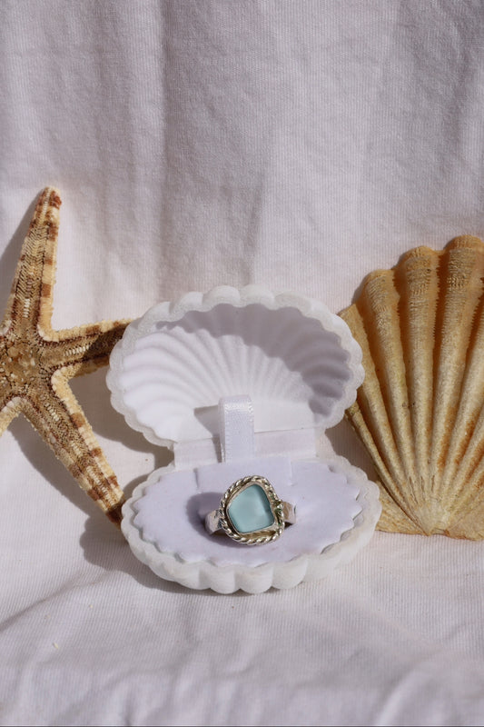 Blue Sea Glass Ring